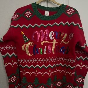 NEW Christmas sweater-sequin letters - NEVER WORN